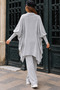 Women's Polo Collar Buttoned Oversize Knitwear Set with Drawstring Detail - 3