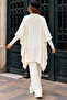 Women's Polo Collar Buttoned Oversize Knitwear Set with Drawstring Detail - 2