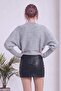 Women's V-Neck Buttoned Balloon Sleeve Knitwear Cardigan Pink, Gray, White, Black - 7