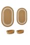 4-Piece Jute Bathroom Set: 2 Patterned Washable Mats + 2 Multi-Purpose Organizer Oval Baskets