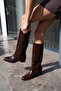 Ivara Women's Brown Croco Rider Boots - 4
