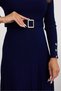 Women's Knitwear Ribbed Belted Crew Neck Long Sleeve Dress - 2