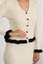 Women's Ribbed Colorful Ruffle Detailed Knitwear Cardigan Double Set - 3