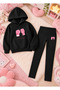 Hooded Sweatshirt Tight Leggings Set Girls' 2-Piece Printed Top and Bottom Set