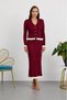 Women's Ribbed Colorful Ruffle Detailed Knitwear Cardigan Double Set - 2
