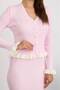 Women's Ribbed Colorful Ruffle Detailed Knitwear Cardigan Double Set - 3