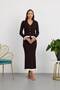 Women's Ribbed Colorful Ruffle Detailed Knitwear Cardigan Double Set - 2