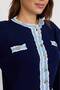 Women's Brown Denim Detailed Knitwear Double Set - Buttoned Cardigan and Wide-Legged Trousers - 4