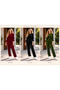 The Softness of Velvet, Sporty Elegance |   Women's White Striped Crew Neck Wide Leg Velvet Tracksuit Set - 6