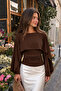 Poncho Cape Detailed Long Sleeve Viscose Blouse - 2