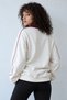 Women's White Claret Red Polo Collar Winner Printed Oversize Sweatshirt - 3