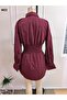 Women's Long Sleeve Collared Tricot Blouse with Elastic Waist - 5