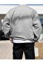 Gray New York Printed Stand Collar Half-Zip Sweatshirt - 2