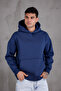 KAPÜSONLU BASIC SWEATSHIRT INDIGO MAVİSİ - 4