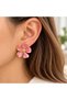 Gold Framed Flower Form Women's Earrings - 2