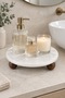 Natural Marble Presentation Plate 20 cm Round Serving Plate with Wooden Stand Cake Stand Decorative - 4