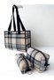 Black and Gray Checkered Pattern/ Black Carrying Bag and Organizer Set