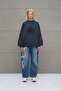 Anthracite Floral Patterned Oversize Sweatshirt 18156 - 5