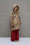 Beige Patterned Long Oversize Jacket 18137 - 6
