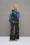 Brown Green Denim Sleeves Tie-Dye Oversize Sweatshirt 18221