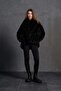 Black Fur Look Oversize Jacket 18185 - 5
