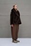 Brown Fur Look Oversize Jacket 18188 - 4