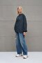 Anthracite Floral Patterned Oversize Sweatshirt 18156 - 3