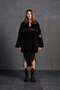 Black Fur Look Belted Oversize Jacket 18238 - 4