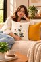 Punch Embroidered 2-Piece Throw Pillow Cover Set |   Zippered 42X42 cm |   Modern Sofa Cushion |   Daisy Patterned, Decorative - 2