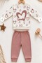 Baby Girl 2-Piece Set with Heart Pattern and Lovely Writing on Top and Bottom, Seasonal Set - 5