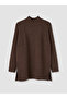 Ozmarka New Season Brown Half Turtleneck Oversize Women's Knitwear Tunic - 5