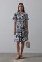 Printed linen dress - navy blue