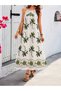 Women's floral print long sleeve supreme dress with spaghetti straps and a straight neckline. - 3