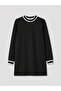 Ozmarka New Season Black Stripe Detailed Soft Touch Women's Sweatshirt Tunic - 6