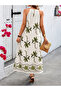 Women's floral print long sleeve supreme dress with spaghetti straps and a straight neckline. - 2
