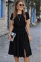 Women's Short Sleeve, Waist-Slit, Short Janjan Crepe Dress