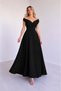 Women's Double-Breasted Collar, Off-The-Shoulder, Waist-Slung, Long Janjan Crepe Dress - 3