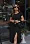 Women's Short Sleeve Crew Neck Deep Slit Detail Viscose Dress - 3