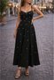 Women's v-neck long janjan crepe dress with pearl detail and spaghetti straps - 2