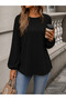 Women's Long Sleeve Crew Neck Janjan Crepe Blouse