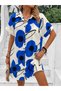 Women's Short Sleeve Collared Floral Patterned Short Single Jersey Dress - 3