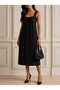 Women's Lace Strap Square Neck Long Viscose Dress - 2