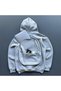 Men's 3 Thread Yarn Hooded Sweatshirt with Full Zipper and Back Pocket Detail - Gray - 2