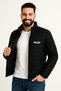 Men's Micro Water Repellent Quilted B Printed Lined Zippered Bomber Jacket - Black