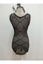 Women's Black Sleeveless Thick Strap Round Neck Openwork Crochet Knitwear Mini Beach Dress - 7