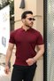 Men's knit pattern collar short sleeve knitwear t-shirt - 3