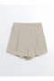 Two Mt Shop Quality Lcw Vision Gray Elastic Waist Crepe Women's Pleated Shorts - 5