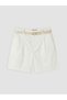 Alita City with a Difference in Color, Lcw Vision White High Waist Women's Pleated Shorts with Belt - 5