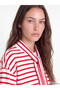 Özmarka New Season Red Striped Oversize Women's Sweatshirt Tunic - 3