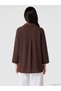 Brown Shirt Collar Oversized Women's Tunic - 4